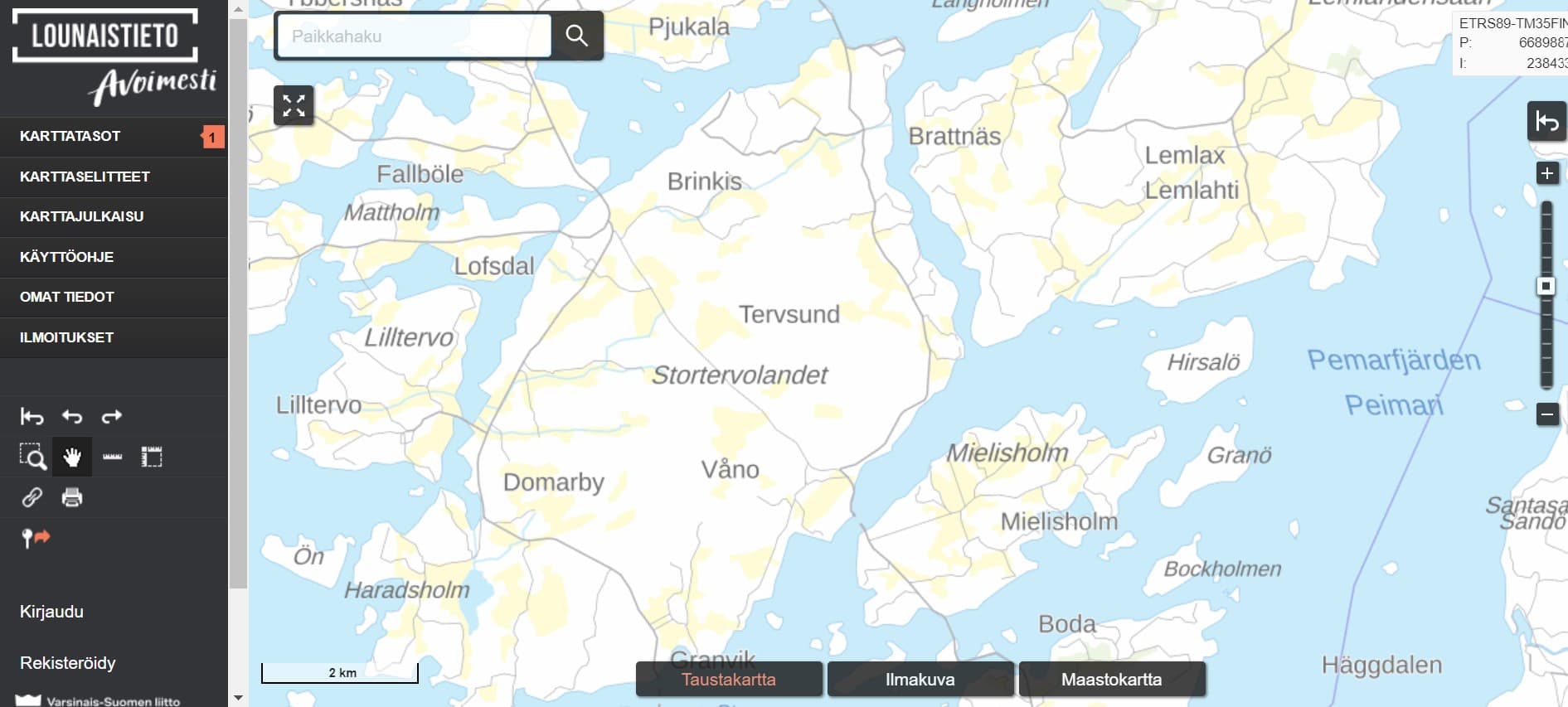 Southwest Finland Map Service