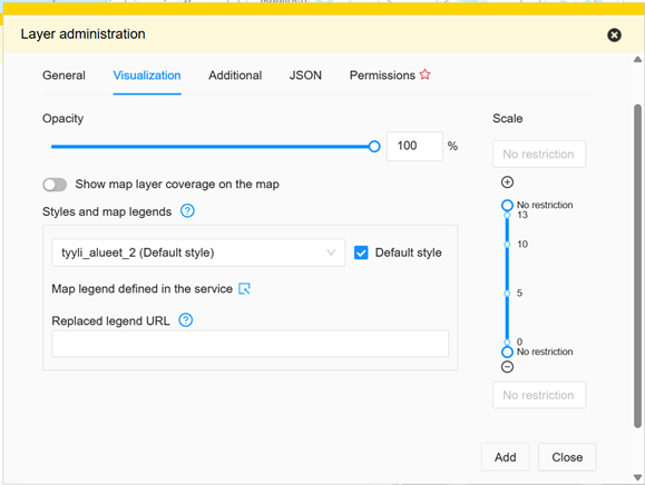 Layer form tab visualization for WMS