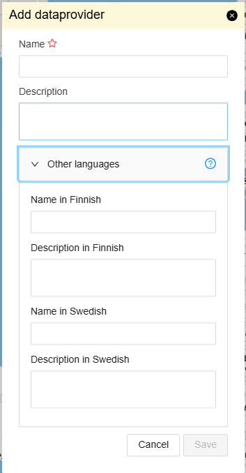 Data provider form