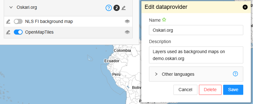 Data provider form for editing